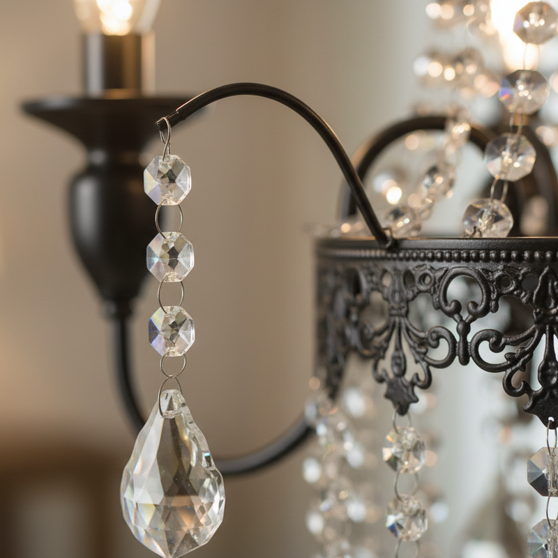 Black Metal Crystal Drop Chandelier