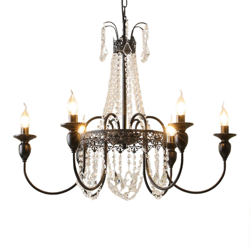 Black Metal Crystal Drop Chandelier