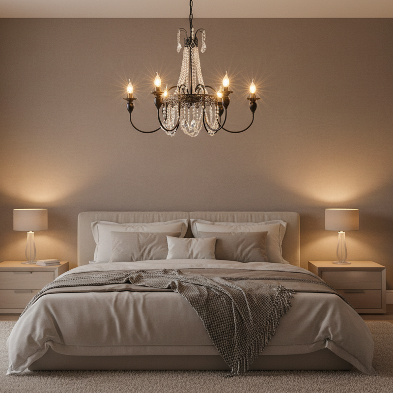 Black Metal Crystal Drop Chandelier