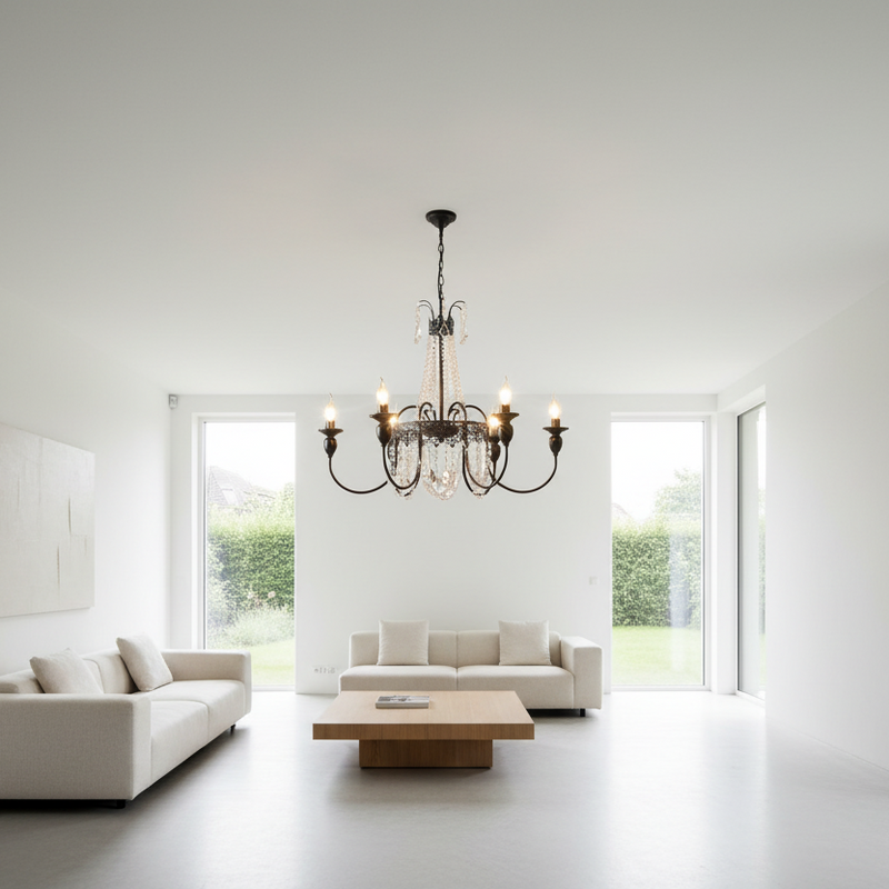 Black Metal Crystal Drop Chandelier