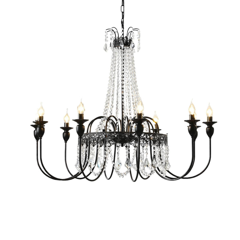 Black Metal Crystal Drop Chandelier