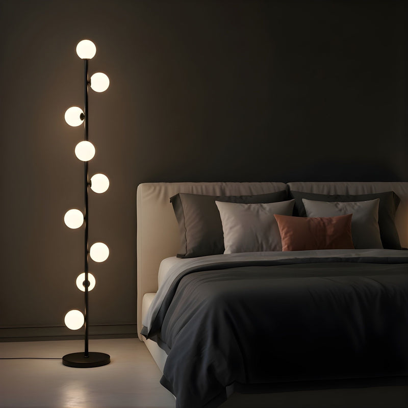 Zaevia Cascading Globe Floor Lamp 9 Light Frosted Opal Mid Century Modern Standing Light - Floor lamp | Zaevia