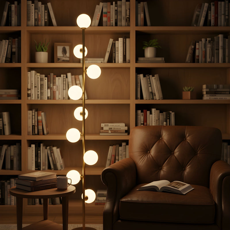 Zaevia Cascading Globe Floor Lamp 9 Light Frosted Opal Mid Century Modern Standing Light - Floor lamp | Zaevia