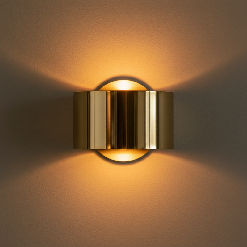 Crest Gold-Finish Cylinder Wall Sconce