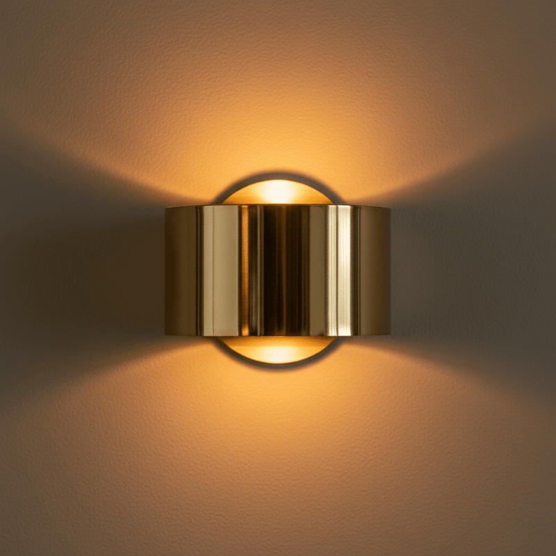 Crest Gold-Finish Cylinder Wall Sconce - Lighting > Wall Lights > Wall Sconces > Up & Down Wall Sconces | Zaevia