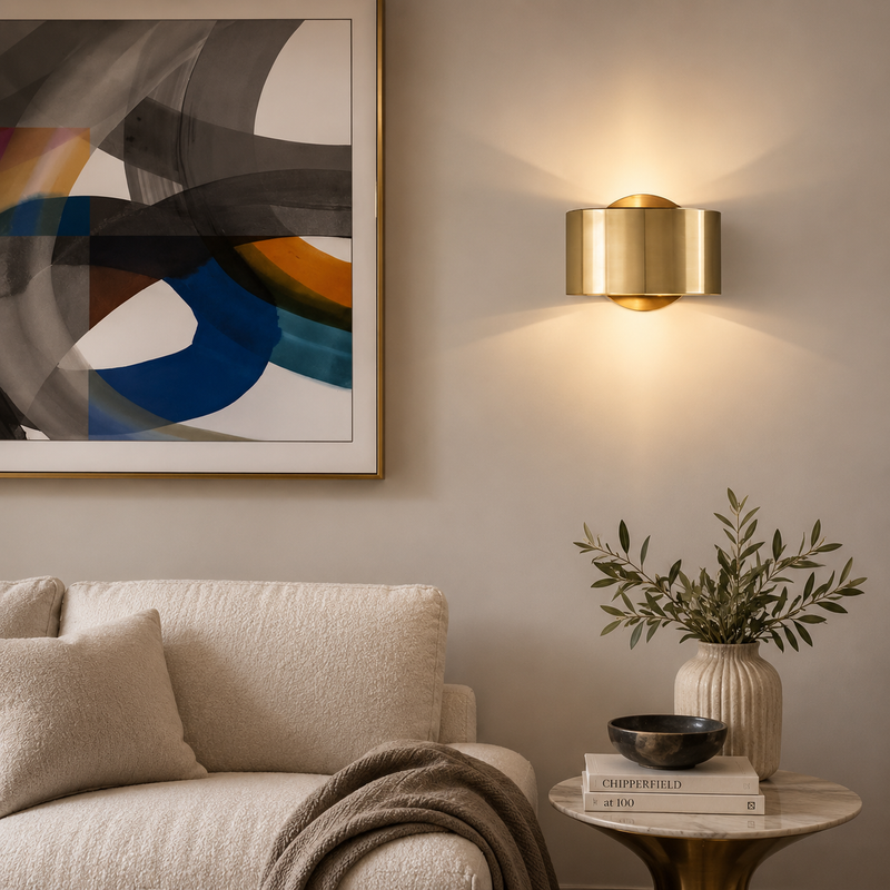 Crest Gold-Finish Cylinder Wall Sconce