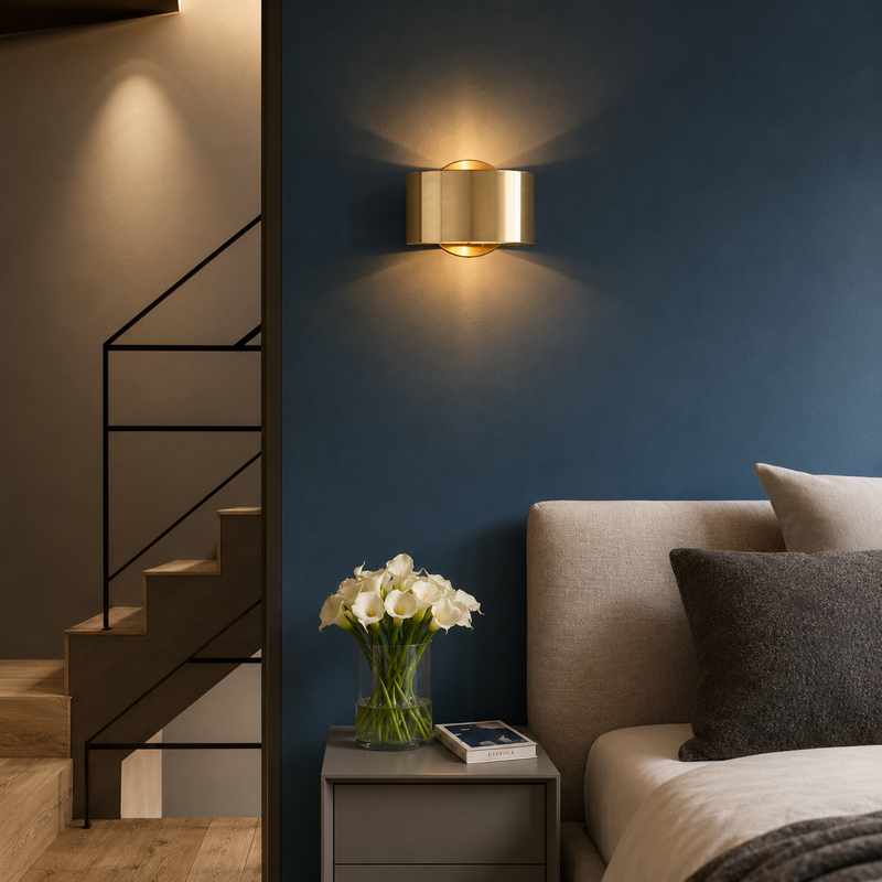 Crest Gold-Finish Cylinder Wall Sconce