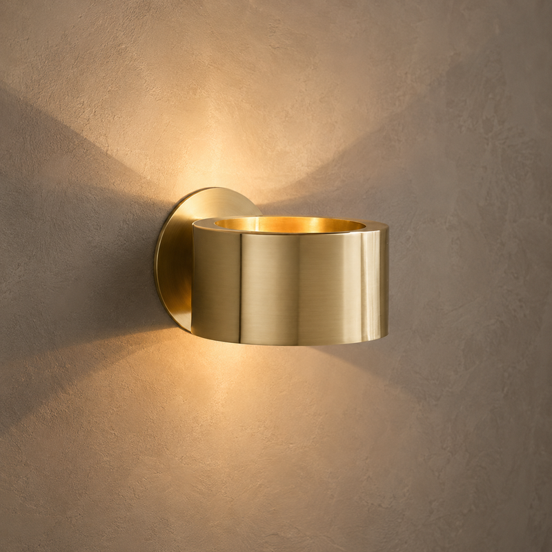 Crest Gold-Finish Cylinder Wall Sconce