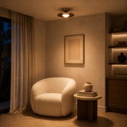Disk Walnut & Brass Flush Mount Ceiling Light - Ceiling Light | Zaevia