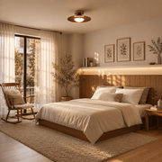Disk Walnut & Brass Flush Mount Ceiling Light - Ceiling Light | Zaevia