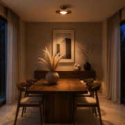 Disk Walnut & Brass Flush Mount Ceiling Light - Ceiling Light | Zaevia