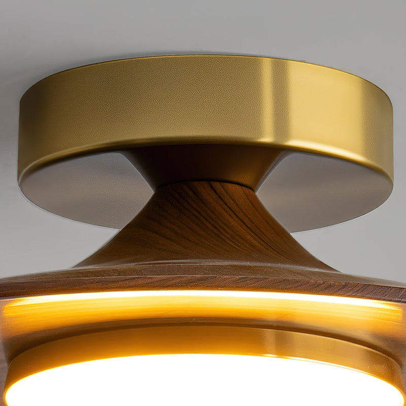 Disk Walnut & Brass Flush Mount Ceiling Light - Ceiling Light | Zaevia