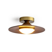 Disk Walnut & Brass Flush Mount Ceiling Light - Ceiling Light | Zaevia
