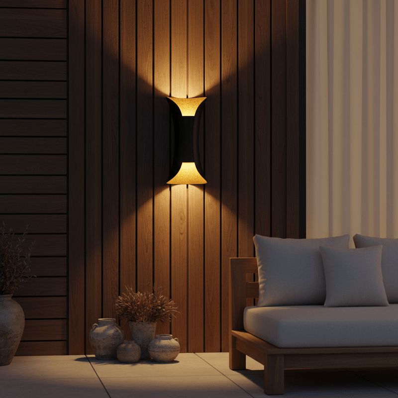 Zaevia DuoLux Hourglass Outdoor Wall Sconce | Modern Dual - Directional LED Light - Lighting > Outdoor Lighting > Outdoor Wall Lighting > Up & Down Wall Lights | Zaevia