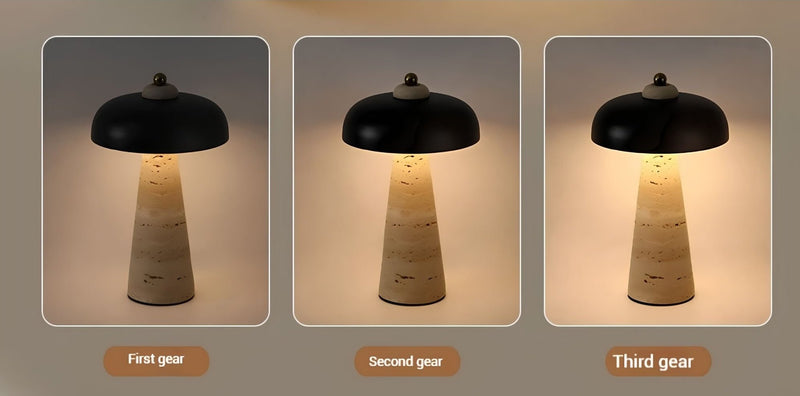 Zaevia Elara Travertine Table Lamp – Natural Stone Mushroom Light - | Zaevia