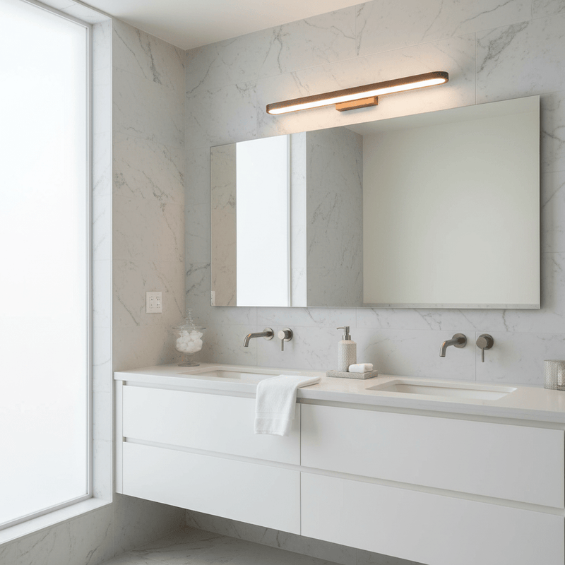 Zaevia Elora Slim LED Mirror Wrap Vanity Light: Seamless Halo Bar - Ceiling Light | Zaevia
