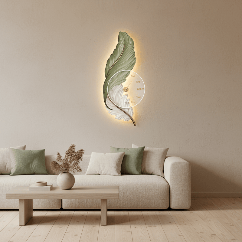 Zaevia Plume Sculptural LED Wall Lamp | Modern Backlit Ambient Timepiece - Wall Light | Zaevia