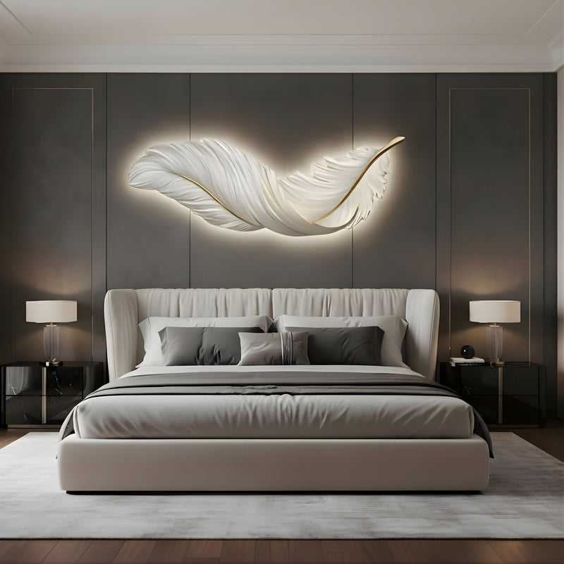 Zaevia Sculptural Feather Wall Light USB Rechargeable LED Art Deco Decorative Sconce - wall light | Zaevia