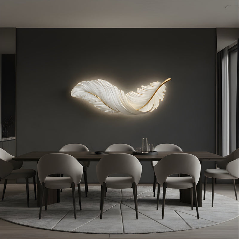 Zaevia Sculptural Feather Wall Light USB Rechargeable LED Art Deco Decorative Sconce - wall light | Zaevia