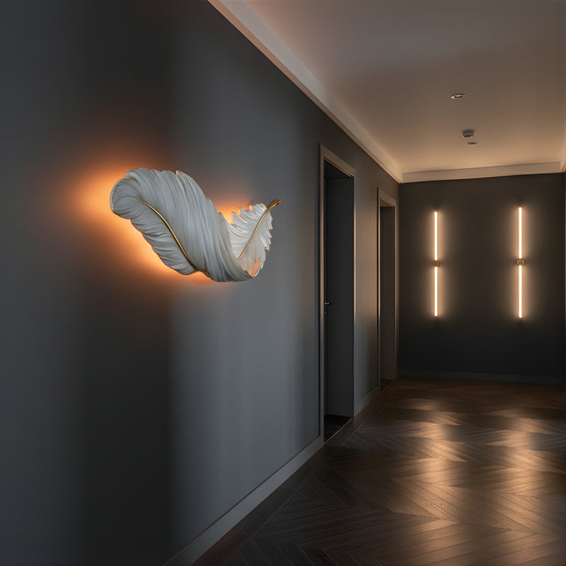 Zaevia Sculptural Feather Wall Light USB Rechargeable LED Art Deco Decorative Sconce - wall light | Zaevia