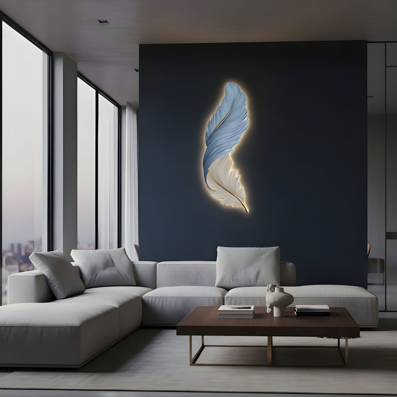 Zaevia Sculptural Feather Wall Light USB Rechargeable LED Art Deco Decorative Sconce - wall light | Zaevia