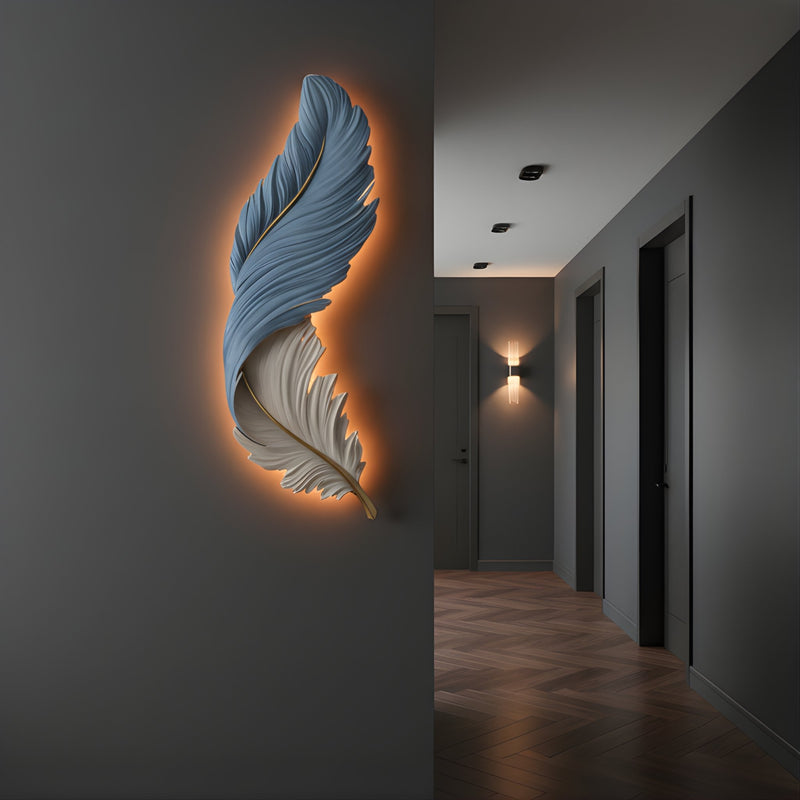 Zaevia Sculptural Feather Wall Light USB Rechargeable LED Art Deco Decorative Sconce - wall light | Zaevia