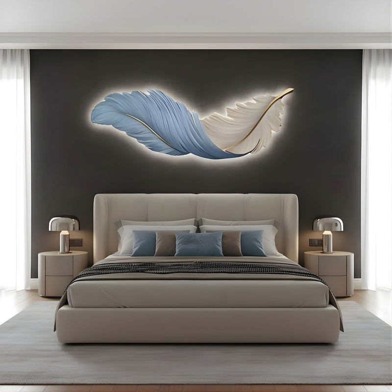 Zaevia Sculptural Feather Wall Light USB Rechargeable LED Art Deco Decorative Sconce - wall light | Zaevia
