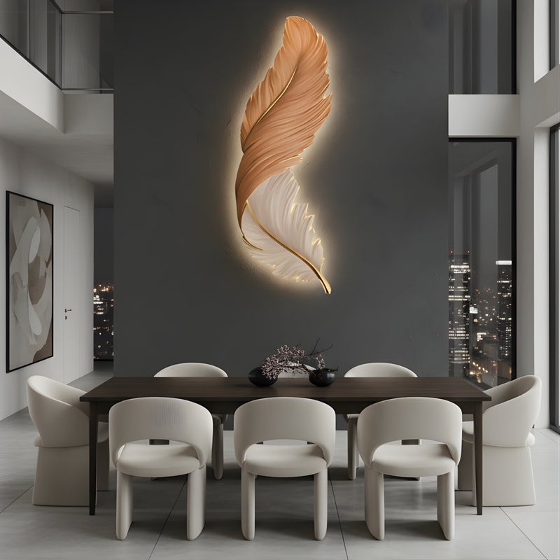 Zaevia Sculptural Feather Wall Light USB Rechargeable LED Art Deco Decorative Sconce - wall light | Zaevia