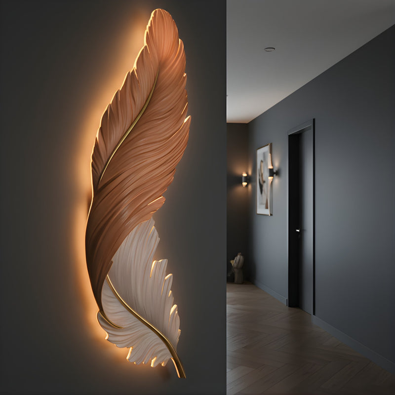 Zaevia Sculptural Feather Wall Light USB Rechargeable LED Art Deco Decorative Sconce - wall light | Zaevia