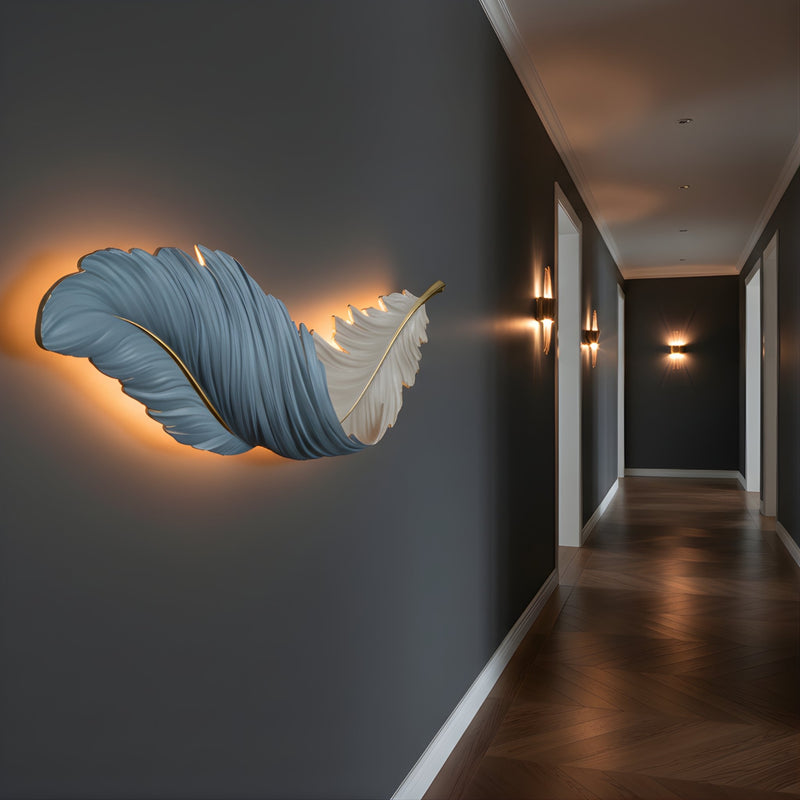 Zaevia Sculptural Feather Wall Light USB Rechargeable LED Art Deco Decorative Sconce - wall light | Zaevia