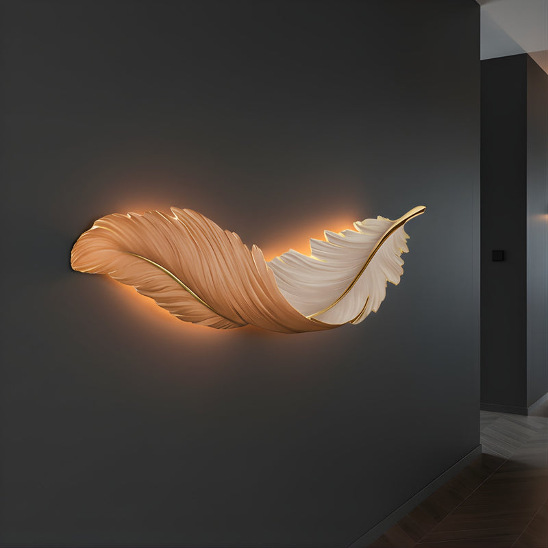Zaevia Sculptural Feather Wall Light USB Rechargeable LED Art Deco Decorative Sconce - wall light | Zaevia