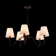 Zaevia 5 Light Black Metal Chandelier with Tapered Fabric Shades - chandelier | Zaevia