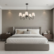 Zaevia 5 Light Black Metal Chandelier with Tapered Fabric Shades - chandelier | Zaevia