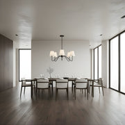 Zaevia 5 Light Black Metal Chandelier with Tapered Fabric Shades - chandelier | Zaevia