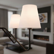 Zaevia 5 Light Black Metal Chandelier with Tapered Fabric Shades - chandelier | Zaevia