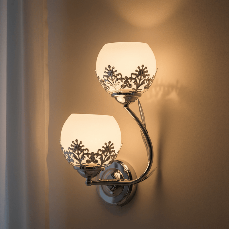 Fleur Dual Globe Floral Wall Sconce - Lighting > Wall Lights > Wall Sconces > Diffused Light Wall Sconces | Zaevia
