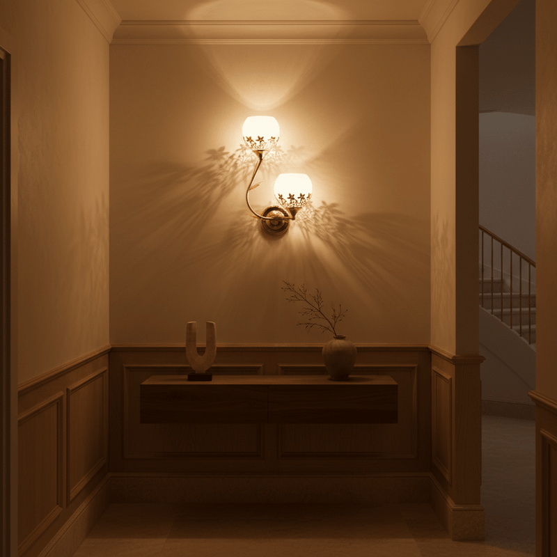 Fleur Dual Globe Floral Wall Sconce - Lighting > Wall Lights > Wall Sconces > Diffused Light Wall Sconces | Zaevia