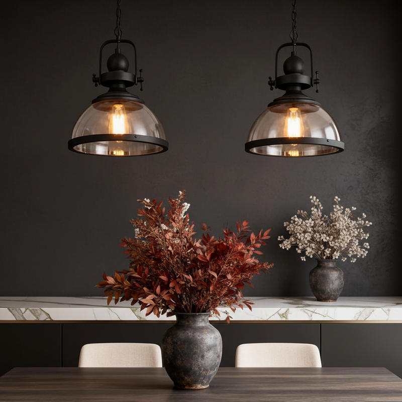 Foundry Clear Glass Dome Chain Pendant Light