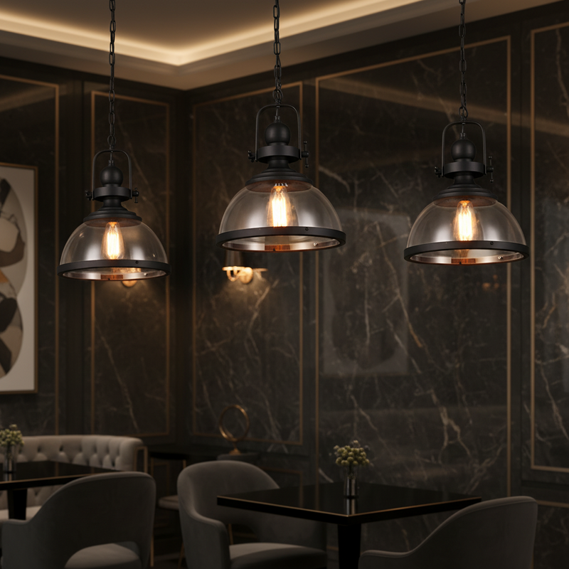 Foundry Clear Glass Dome Chain Pendant Light
