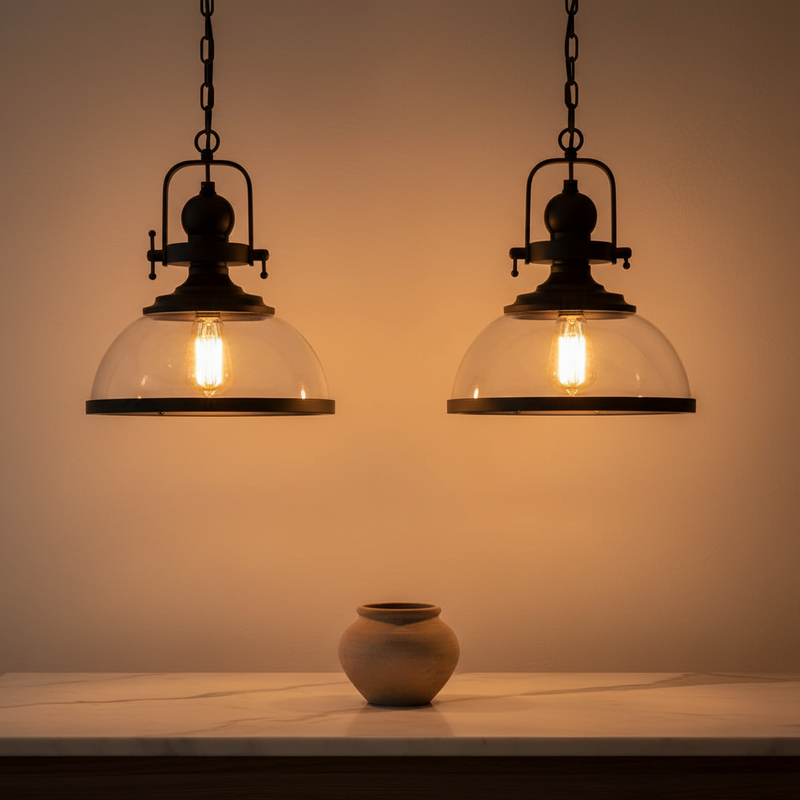 Foundry Clear Glass Dome Chain Pendant Light
