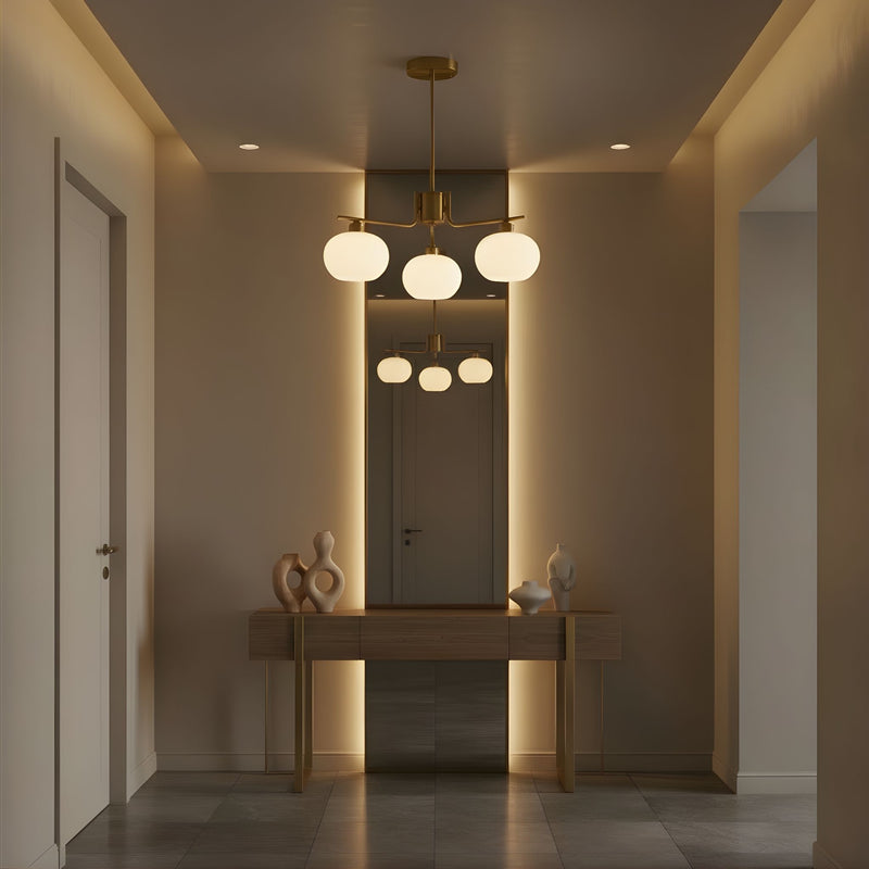 Zaevia Frosted Globe Chandelier Mid Century Modern Silhouette - | Zaevia