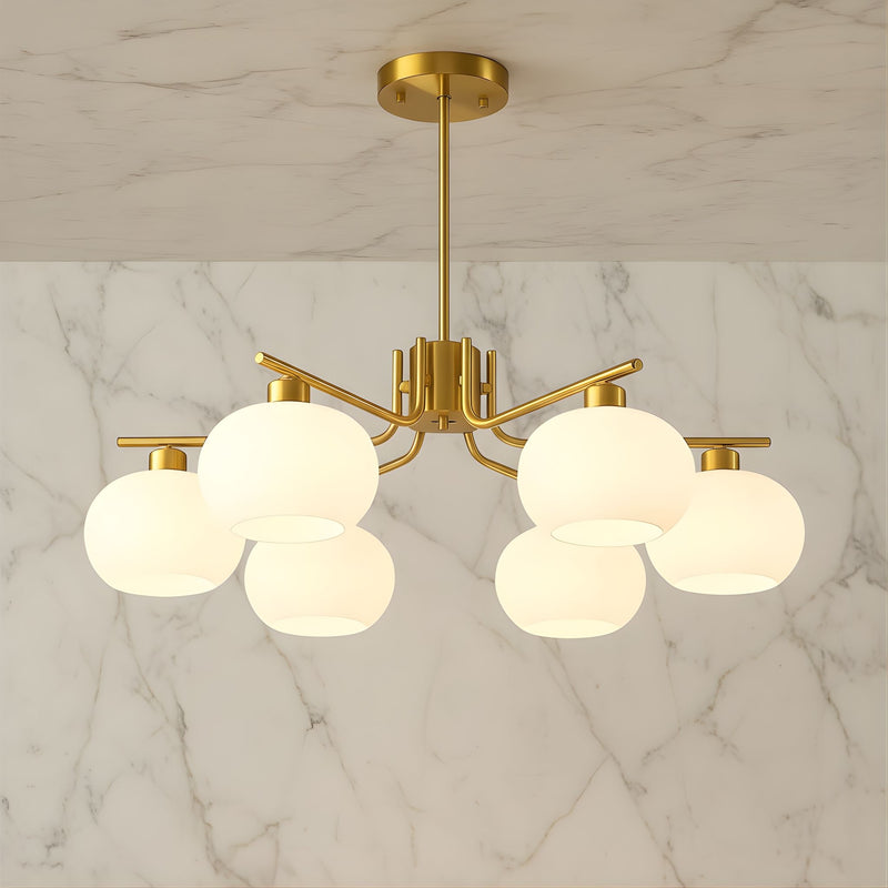 Zaevia Frosted Globe Chandelier Mid Century Modern Silhouette - | Zaevia