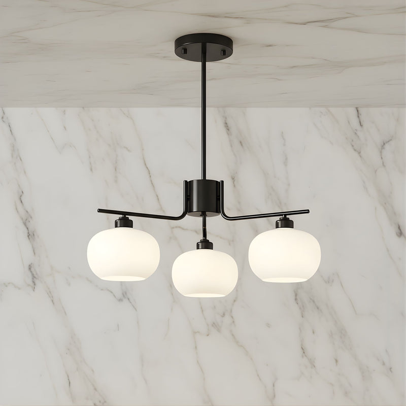 Zaevia Frosted Globe Chandelier Mid Century Modern Silhouette - | Zaevia