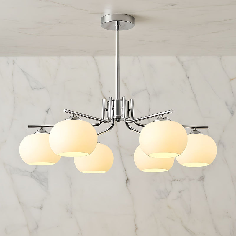 Zaevia Frosted Globe Chandelier Mid Century Modern Silhouette - | Zaevia