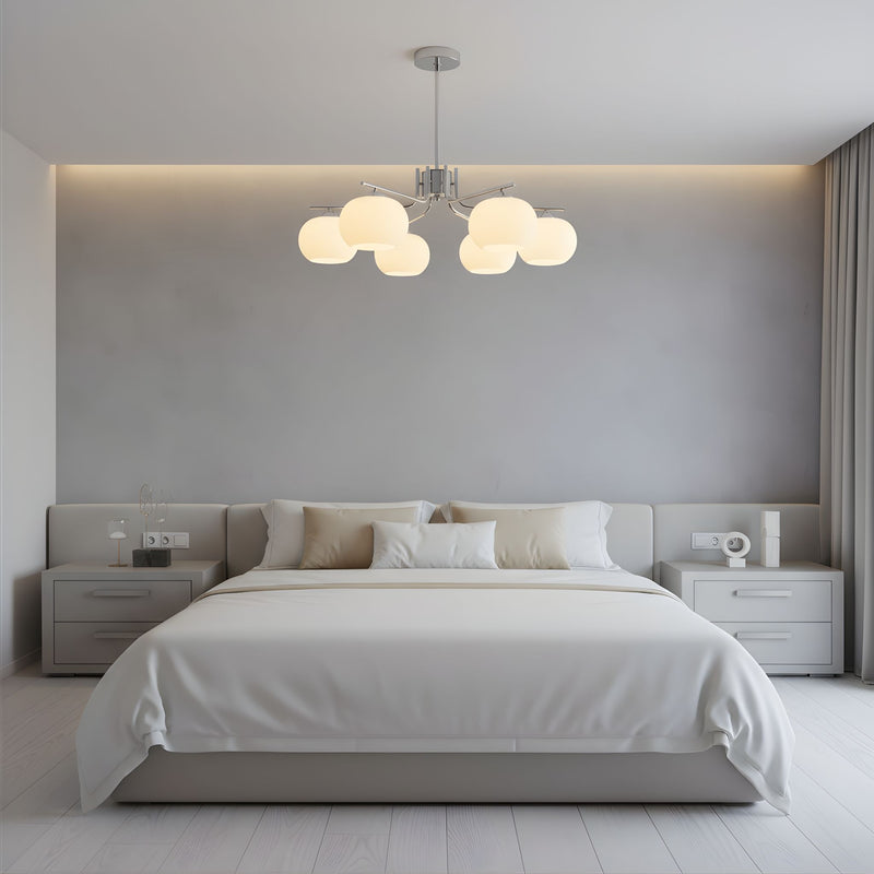 Zaevia Frosted Globe Chandelier Mid Century Modern Silhouette - | Zaevia