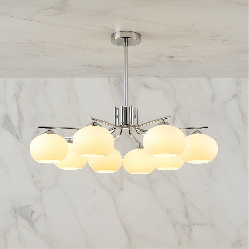 Zaevia Frosted Globe Chandelier Mid Century Modern Silhouette - | Zaevia