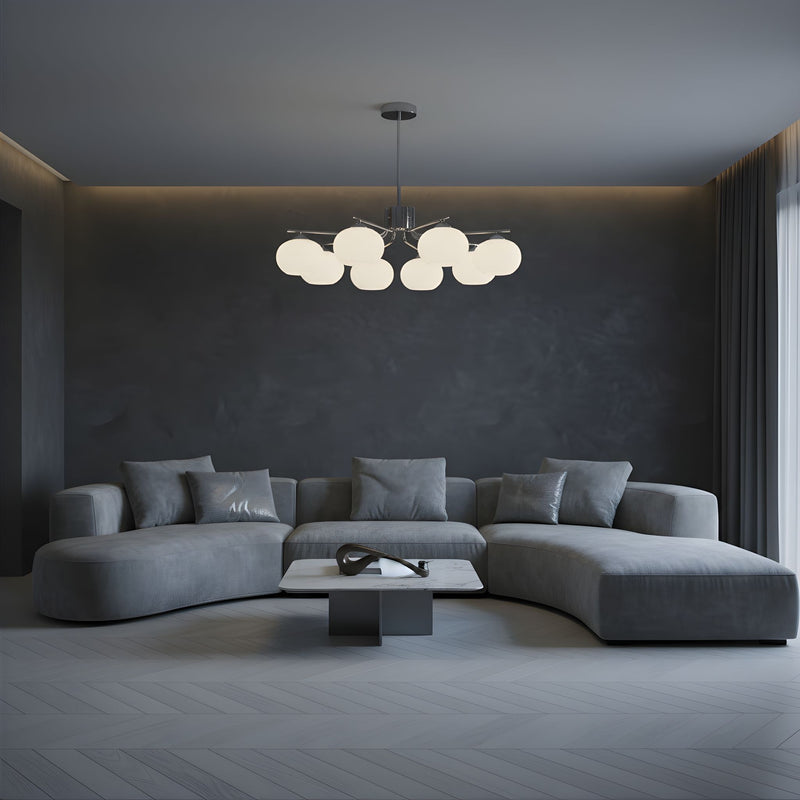 Zaevia Frosted Globe Chandelier Mid Century Modern Silhouette - | Zaevia