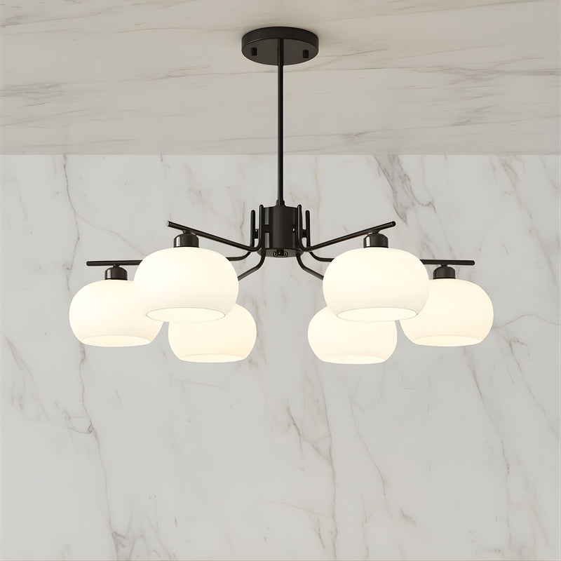 Zaevia Frosted Globe Chandelier Mid Century Modern Silhouette - | Zaevia