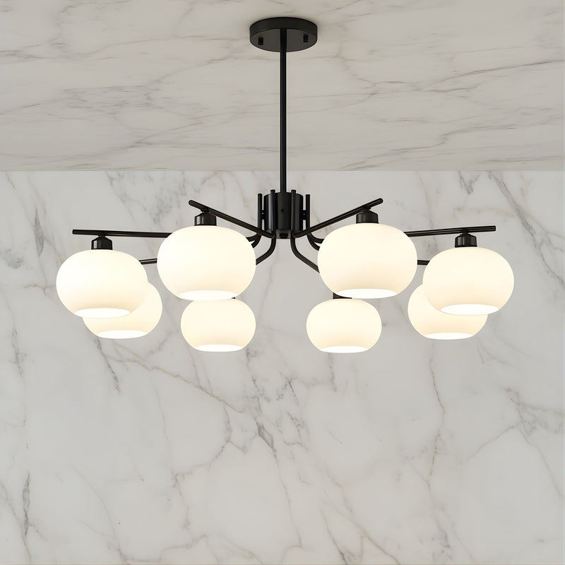 Zaevia Frosted Globe Chandelier Mid Century Modern Silhouette - | Zaevia