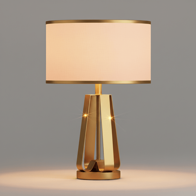 Zaevia Alora Geometric Brass Table Lamp: Mid Century Architectural Light - Lighting > Table & Floor Lamps > Table Lamps > Designer Table Lamps | Zaevia